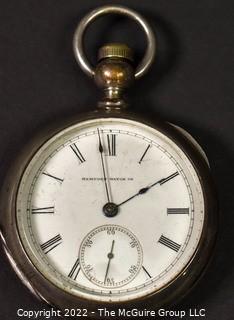 Size 18 - Hampden Watch Co. - Rathbun, Springfield, MA - Serial# 164097 - 15J - Open Coin Silver Keywind Case