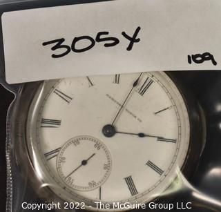 Size 18 - Hampden Watch Co. - Rathbun, Springfield, MA - Serial# 164097 - 15J - Open Coin Silver Keywind Case