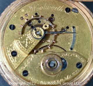 Size 18 - Hampden Watch Co. - Woolworth, Springfield, MA - Serial# 205591 - 15J - Open Gold Plated Keywind Case {Note: Description Altered 4-4-22 @2:33pm ET}