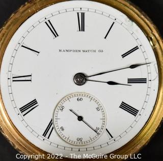 Size 18 - Hampden Watch Co. - Woolworth, Springfield, MA - Serial# 205591 - 15J - Open Gold Plated Keywind Case {Note: Description Altered 4-4-22 @2:33pm ET}