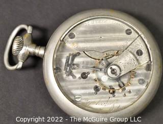 Size 18 - Hampden Watch Co. - Lafayette Springfield, MA - Serial# 192658 - 15J - Hunting Silveroid Case - Glass back