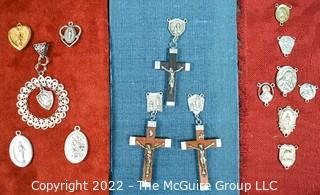 Collection of Vintage Scapular, Religious Medals and Rosary Prayer Beads.