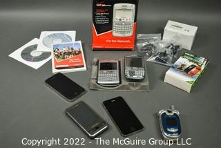 Group of "Vintage" Cell Phones Including Apple and Blackberry.