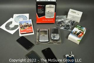 Group of "Vintage" Cell Phones Including Apple and Blackberry.