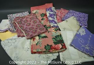 Group of Vintage Linens and Fabric Remnants
