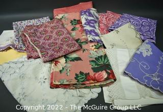 Group of Vintage Linens and Fabric Remnants
