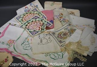 Group of Vintage Embroidered Linens