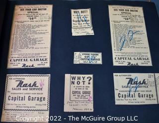 Vintage Scrapbook of Ad Copy for Washington DC Nash Capital Garage.  