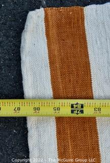 Vintage Rust and White Stripe Panel Kilim Rug.  Measures 63" x 87".