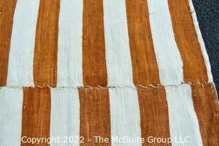 Vintage Rust and White Stripe Panel Kilim Rug.  Measures 63" x 87".