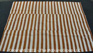 Vintage Rust and White Stripe Panel Kilim Rug.  Measures 63" x 87".