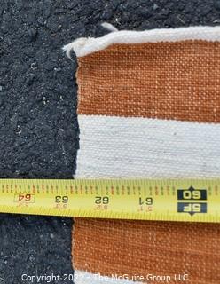 Vintage Rust and White Stripe Panel Kilim Rug.  Measures 63" x 87".