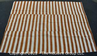 Vintage Rust and White Stripe Panel Kilim Rug.  Measures 63" x 87".