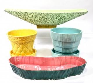 Four (4) Pieces of Mid Century Modern Pottery Planters by Shawnee and McCoy.