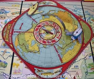 Vintage Map related Game Boards: incl. 1920'S Aeroplane Race Game Board by Wolverine Toy. Tin  