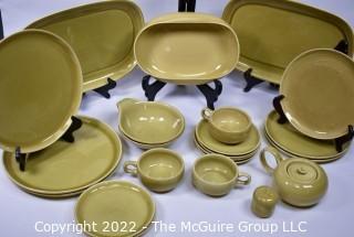 Set of Russel Wright Steubenville Mid Century Modern (MCM) Dishware in Chartreuse Green