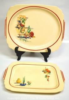 Two (2) Vintage Ceramic Serving Platters in Hacienda Decalware by Homer Laughlin 