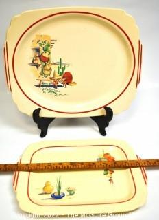 Two (2) Vintage Ceramic Serving Platters in Hacienda Decalware by Homer Laughlin 