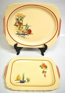 Two (2) Vintage Ceramic Serving Platters in Hacienda Decalware by Homer Laughlin 