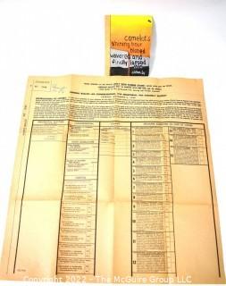 Vintage 1960 John F Kennedy Presidential General Ballot -  6th Congressional 17th Senatorial Ballot 10th Assembly District Ballot



