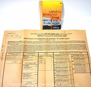 Vintage 1960 John F Kennedy Presidential General Ballot -  6th Congressional 17th Senatorial Ballot 10th Assembly District Ballot



