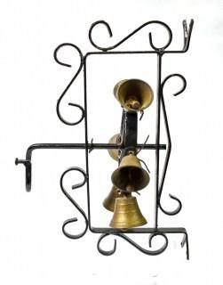 Antique Brass Rotating Hand Crank 8 Bells Door Chime 