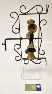 Antique Brass Rotating Hand Crank 8 Bells Door Chime 