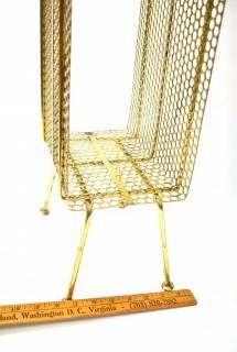 Vintage Mid Century Modern Gold Phone Stand with Magazine Rack