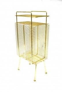 Vintage Mid Century Modern Gold Phone Stand with Magazine Rack