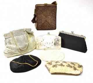 Group of Vintage Handbags Including Whiting and Davis Mesh, Lucite and Beaded