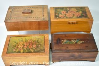 Four (4) Wooden Trinket or Jewelry Boxes. 