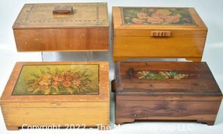 Four (4) Wooden Trinket or Jewelry Boxes. 