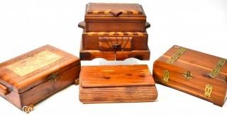 Four (4) Wooden Trinket or Jewelry Boxes. 