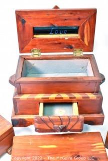 Four (4) Wooden Trinket or Jewelry Boxes. 