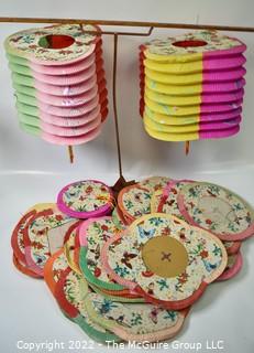 Vintage Collection of Japanese Paper Lanterns in Various Sizes and Shapes. 