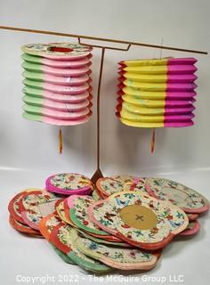 Vintage Collection of Japanese Paper Lanterns in Various Sizes and Shapes. 