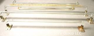 Vintage Art Deco Glass Rod Towel Bars with Chrome Brackets