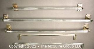 Vintage Art Deco Glass Rod Towel Bars with Chrome Brackets