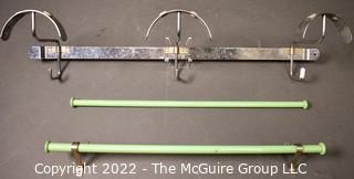 K-Venience Knape & Vogt Wall Mount Hat Hooks and Two Jadeite Glass Towel Rods, One with Mounting Brackets.