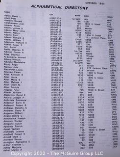 1980 Binder Containing Telephone Directory, Executive Office of the President, Carter Administration WAS 1000SG