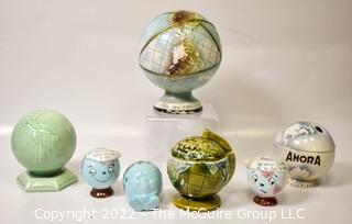 Group of Seven (7) Vintage Ceramic Globe Items. 