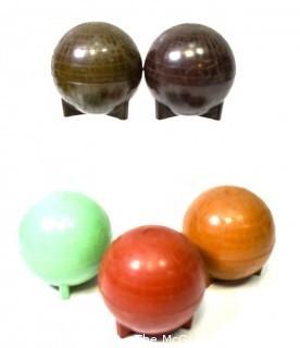 Five (5) Vintage Sanford Bakelite Deco Globe Inkwells from the 1939 NY Worlds Fair. 