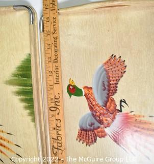 Set of Three (3) Hand-Painted Pheasant Wood Nesting Trays, Made in Japan.