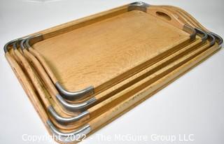 Set of Four (4) Vintage Wood Nesting Serving Trays. 