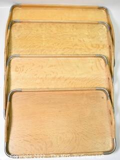 Set of Four (4) Vintage Wood Nesting Serving Trays. 