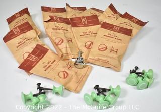 NOS Vintage Knobs made by National Lock Company, New in Bag and 12 Green Vintage knobs