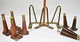 Three (3) Sets of Mid Century Modern Table Legs Including Cast Iron Hairpin Legs and Wooden Legs. 