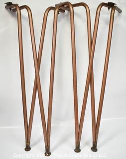 Set of Four (4) Mid Century Modern Hairpin Metal Tube Table Legs.  Measure 30" tall.