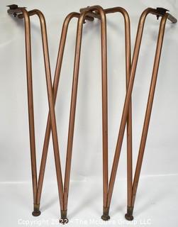 Set of Four (4) Mid Century Modern Hairpin Metal Tube Table Legs.  Measure 30" tall.