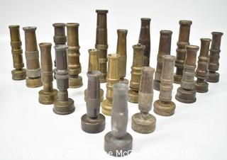 Group of Vintage Brass Water Hose Nozzles.